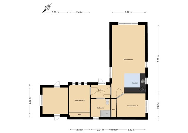 Floorplan - Boslaan 2A32, 3847 LT Harderwijk